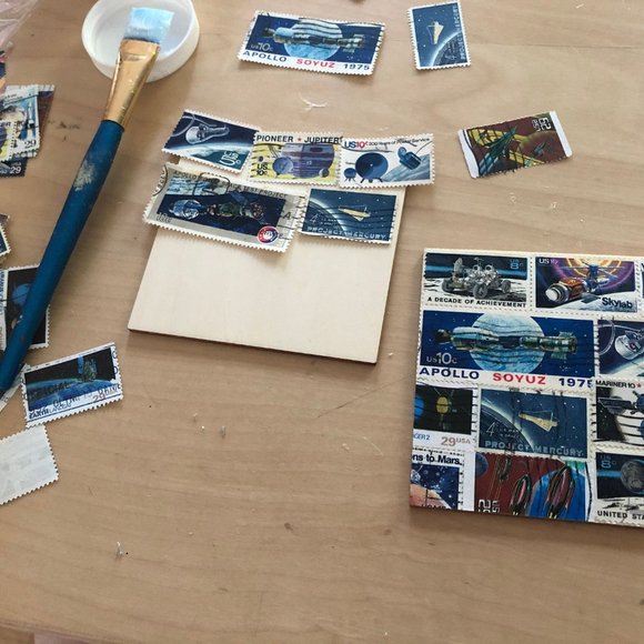 Lighthouse Coasters, 4 pack, Real Postage Stamp Wood Coaster Set with Cork Backi - Picture 5 of 10